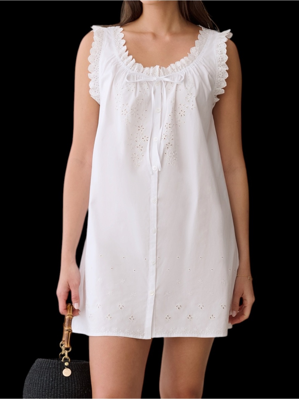 Few Moda Sorella Caroline Cotton Dress Nightdress Lace Eyelet NWT